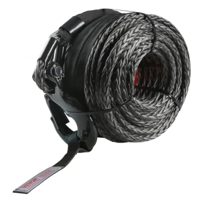 Imagen de VEVOR Cuerda de cabrestante 12,7 mm x 28,0 m Cable sintético Resistencia a la rotura 142,3 kN con funda protectora, gancho forjado, correa tracción para SUV, vehículos todoterreno gr