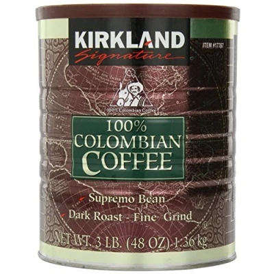 Imagen de Signature 100% Colombian Coffee Supremo Bean Dark Roast Fine Grind, 3 Pound by Kirkland