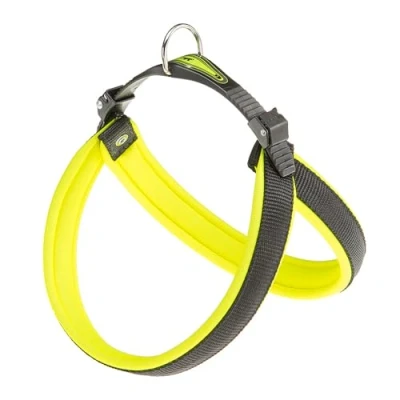 Imagen de Ferplast Agila Fluo arnés para perros, amarillo, circunferencia del cuello / pecho: 37 57cm, ancho: 1.5cm, Multicolor (Verde/Negro)