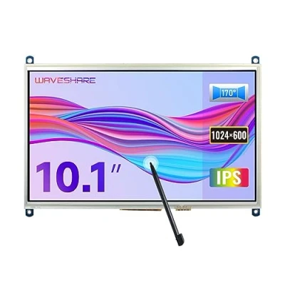 Imagen de Waveshare Raspberry Pi 10.1 Inch Display 1024x600 Resolution Resistive Touchscreen HDMI LCD IPS Monitor Direct Pluggable for 4B/3B+/3A+/3B/2B/1B+/1A+,Support Windows (No Touch)