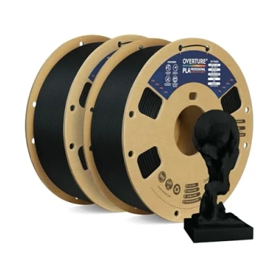 Imagen de OVERTURE PLA Plus (PLA+) Filamento 1,75 mm Dureza Profesional Rollo Mejorado, Premium 2 kg (4,4 libras), Precisión Dimensional 99% Probabilidad +/ 0.02 (Negro*2)