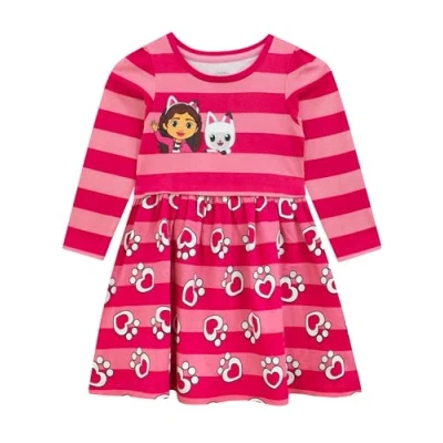 Imagen de DREAMWORKS GABBY&#039;S DOLLHOUSE Vestido Vestidos de Manga Larga para niña Gato Gabby niños Edades 3 a 10 años Rosa 4 5