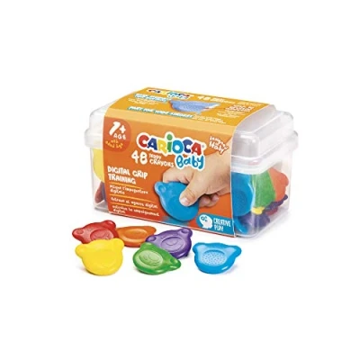 Imagen de Carioca Baby Teddy Crayons Caja de Ceras para Niños a Partir 12 Meses con Forma Oso, 48 Unidades
