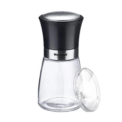 Imagen de Westmark 63502260 Dispensador de especias con tapa aromática, diseño agujeros finos, capacidad: 190 ml, cristal, acero inoxidable, plástico, negro, transparente/negro/plateado