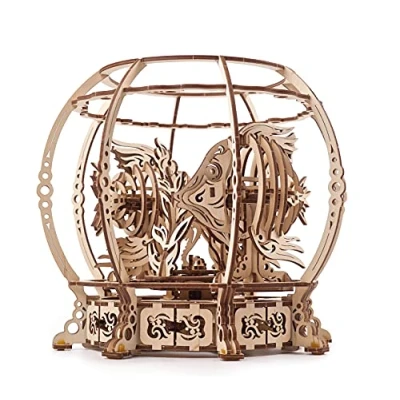 Imagen de UGEARS Rompecabezas 3D para Acuario mecánico Regalo del día Padre Decorativo de Madera impulsado por un Resorte autoensamblaje