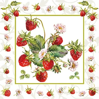 Imagen de 20 Servilletas Numerosas fresas Comida Primavera Verano 33 x cm