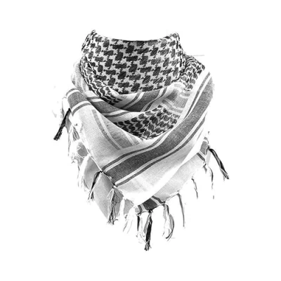 Imagen de Bufanda Shemagh de algodón suave, sombrero árabe para el sol, combate, desierto, Keffiyeh SAS, ejército, táctica, militar, cabeza, cuello, máscara, Blanco Y Negro, Talla única