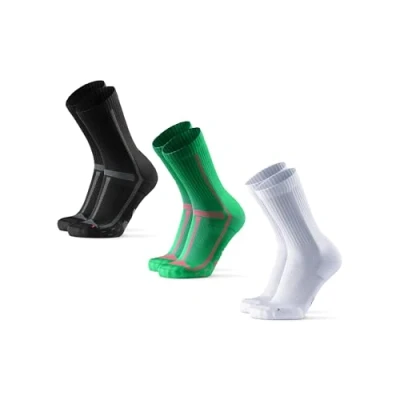 Imagen de DANISH ENDURANCE Calcetines Running Altos, Anti Rozaduras, para Correr Largas Distancias, Hombre y Mujer, 3 5 Pack Multicolor (1x Negro/Gris, 1x Verde/Naranja, Blanco) 39 42