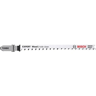 Imagen de Bosch Professional 3x Hojas de Sierra calar Expert `Wood 2 Side Clean` T 308 BO (para Contrachapado, Tablero para mobiliario madera maciza, Longitud 117 mm, accesorios calar)