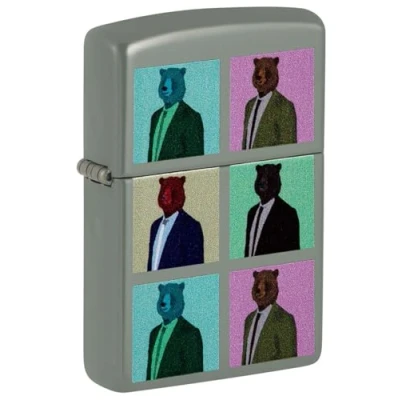 Imagen de ZIPPO Bear Design Flat Grey Colour Image Refillable Windproof Lighter in Gift Box