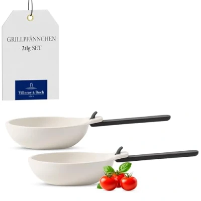 Imagen de Villeroy &amp; Boch BBQ Passion 1041897529 Set de 2 Fuentes Asar con Mango, Porcelana, Blanco