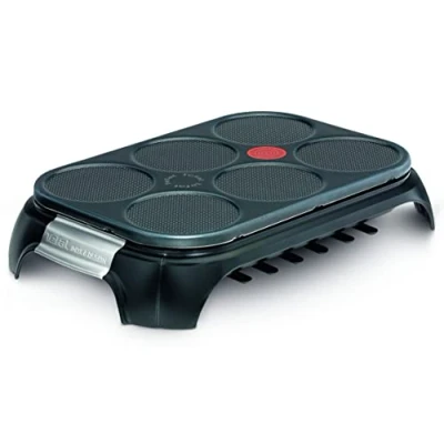 Imagen de Tefal Crep Party Inox &amp; Design PY558813 Crepera de Acero Inoxidable y Revestimiento Antiadherente con Capacidad para 6 Tortitas, Crepes o Pancakes