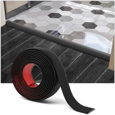 Imagen de Art3d tira de transición vinilo autoadhesiva, divisora plana para unir huecos suelo, umbral alfombra, azulejos suelo (10 pies, 1.57 pulgadas, negro)
