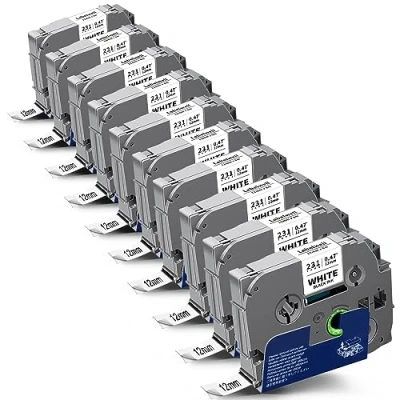 Imagen de 10x Compatibles TZe 231 Etiqueta Reemplazo para Brother TZe231 TZ231 TZ Tape 12mm 0,47 Laminated P touch H107B H100LB H105 PTD210 H110 1000 1280 D400 900 E100 Negro sobre Blanco