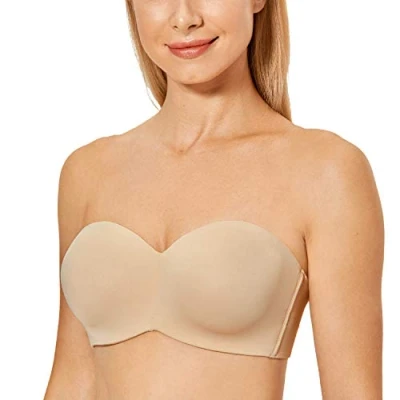 Imagen de DELIMIRA Mujer Sujetador Apoyo Invisible Sin Tirantes con Aros Gris Pardo 85H