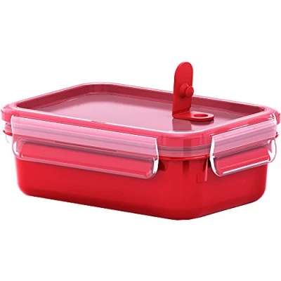 Imagen de Emsa microondas Can Clip &amp; Micro 517771 Válvula de 0,55 L Fiambrera Medición integrada Fabricado en Alemania Rojo/Transparente