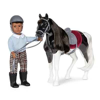 Imagen de Lori Mini Boy Doll &amp; Toy Horse 6 Inch Black Pinto Set with Clothes, Animal Accessories Playset for Kids 3 Years + Landon Luna