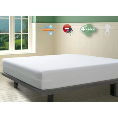 Imagen de Savel Funda de Colchón con Tratamiento Antiácaros Impermeable y Transpirable (150 x 190/200cm) Altos hasta 30cm Blanco