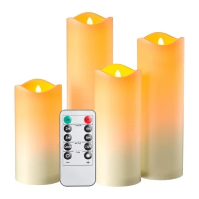 Imagen de EXTSUD velas LED impermeables con 4 sin llama, para exteriores mando a distancia, temporizador y batería, jardín, boda, Navidad, Halloween, fiesta de decoración