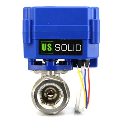 Imagen de U.S. Solid 3/4&quot; Válvula Motorizada 9 24V AC/DC 2 Vias acero inoxidable de bola electrica Normalmente Cerrado (NC), Configuración 3 cables