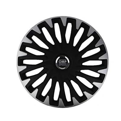 Imagen de OMP SPEED SET 4 TAPACUBOS STINGER NEGRO/PLATA 16 PULGADAS