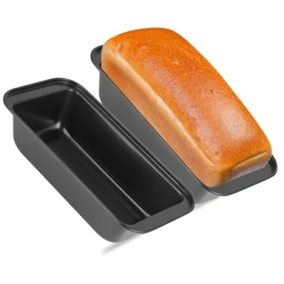Imagen de Paquete de 2 molde para pan Antiadherente, rectangular reposteria，molde horno，adecuada hornear diversos tipos pan, pasteles y tostadas, fácil limpiar (25,5x12,5x6CM)