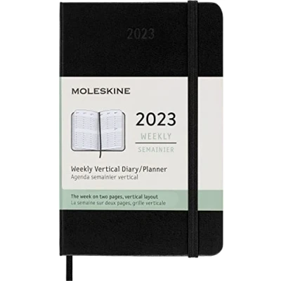 Imagen de Moleskine Agenda Semanal 2023, de 12 Meses con Diseño Vertical, Planificador Tapa Dura, Tamaño Bolsillo 9 x 14 cm, Color Negro