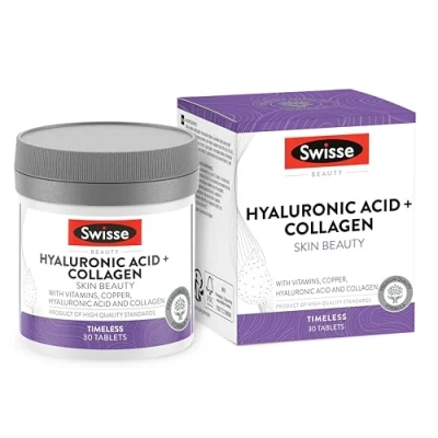 Imagen de SWISSE Ácido Hialurónico y Colágeno Suplemento con Vitamina C, E, Cobre Protege Frente al Estrés Oxidativo, Complemento Reduce Apariencia Arrugas 30 Cápsulas Made in Italy