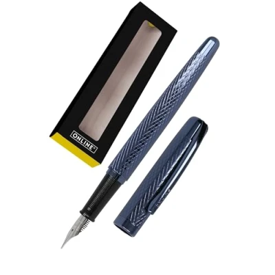 Imagen de Online Eleganza I Metall Design Diamond Night Pluma estilográfica M Clip de metal incluye cartucho tinta azul para cartuchos estándar, paquete regalo