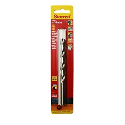 Imagen de Starrett Brocas de punta dividida, acero HSS alta velocidad, 10 x 133 mm, broca helicoidal KBAR100, para acero, hierro fundido, madera, materiales blandos,