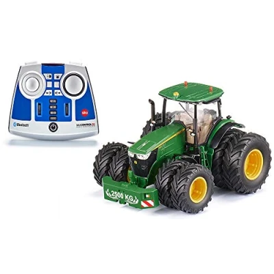Imagen de siku 6736, Tractor John Deere 7290R, Incl. mando a distancia, Verde, Metal/Plástico, 1:32, Teledirigido con app móvil y bluetooth, Neumáticos duales desmontables
