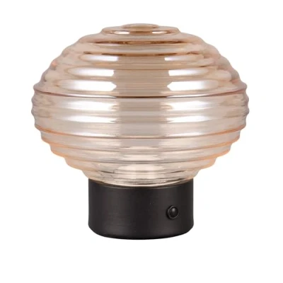 Imagen de Reality Leuchten Earl lámpara de mesa LED recargable, negro/ámbar, altura 14,5 cm, cristal