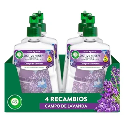 Imagen de Air Wick Active Fresh Spray Automatico Sin Aerosol Ambientador para casa con aroma a Lavanda Pack de 4 Recambios (228mlx4)