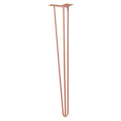 Imagen de Wagner Pata de Mueble/Pata Mesa Hairpin Leg Estilo Retro Acero Recubierto Polvo, Cobre, 12 x 71 cm, cónica/Inclinada, Placa atornillada integrada 12827401