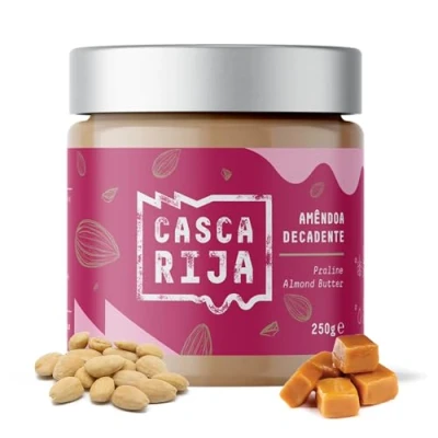 Imagen de CASCA RIJA: Crema de Almendras Con Praliné 250g 87,3% Tostadas 0,01% Canela Molida + Jengibre en Polvo 100% Natural Trozos Caramelizadas, Vegan