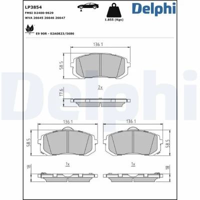 Imagen de Juego de pastillas DELPHI LP3854