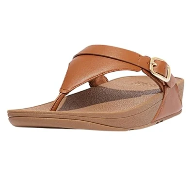 Imagen de Fitflop Lulu Adjust Leather Toe P Sand, Sandalias con cuña Mujer, Light Tan, 40 EU