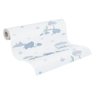 Imagen de A.S. Création 381281 38128 1 Papel pintado para pared (10,05 x 0,53 m), diseño de animales, color azul, gris y blanco