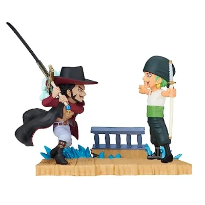 Imagen de Banpresto BP88603P World Collectable Roronoa Zoro Vs Dracule Mihawk Figura, One Piece, Log Stories, 7 cm, Multicolor
