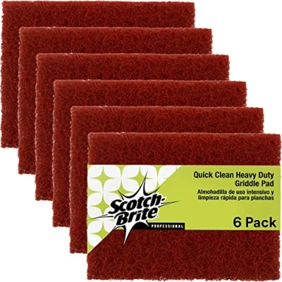 Imagen de Scotch Brite Juego de 6 Almohadillas para Fregar (Limpieza rápida, 10,2 x 13,3 cm, cocinar en Alimentos y aceites cocción, Usar una Bandeja fría o Caliente, Naranja