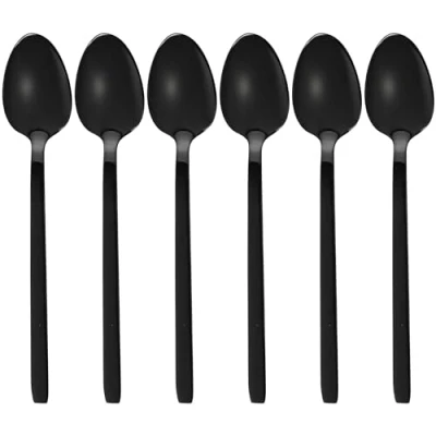 Imagen de GRÄWE cucharas de Espresso Lissabon, 6 pequeñas cucharas, mini postre negras, acero inoxidable, recubrimiento titanio, aptas para lavavajillas