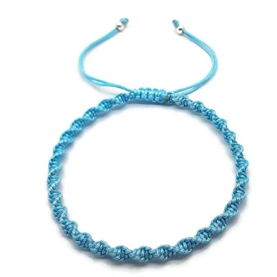 Imagen de MYSTIC JEWELS Pulsera Macrame Giratorio Kabbalah de Hilo Colores, Amuleto, protección Mal Ojo, Buena Suerte, Good Luck (Turquesa)
