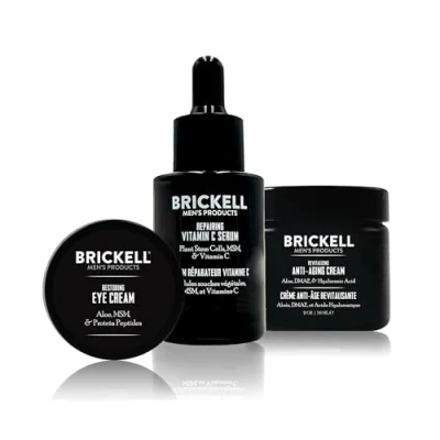 Imagen de Brickell Men&#039;s Products Rutina Antiedad avanzada Crema facial de noche, Serum Vitamina C y para ojos Orgánicos Naturales, perfumado