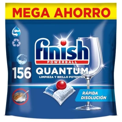 Imagen de Finish Powerball Quantum Limpieza y Brillo Potentes, pastillas para lavavajillas, aroma Regular, 156