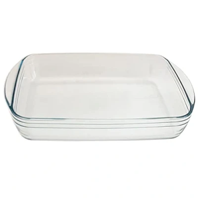 Imagen de Tradineur Fuente para horno rectangular Fabricado en Vidrio Apto horno, microondas, congelador y lavavajillas 3,6 Litros 6,5 x 39 24 cm