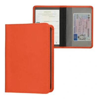 Imagen de kwmobile Funda para permiso de circulación coche cuero sintético Con espacio tarjetas 9.2 x 13 CM doblado naranja afrutado