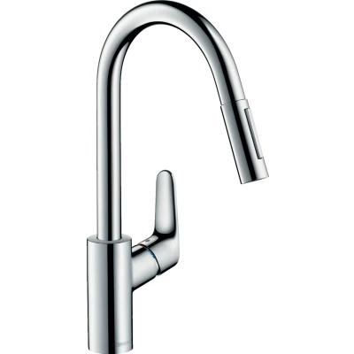 Imagen de hansgrohe Focus M41 grifo de cocina con ducha extraíble, 2 tipos chorro, mezclador monomando 240 mm, fregadero caño giratorio, negro mate, 31815670
