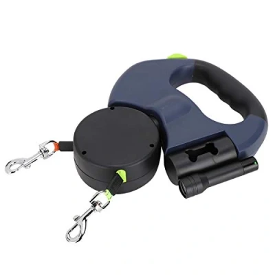 Imagen de SALUTUYA Correa de Perro retráctil, Doble Cabeza para Caminar Mascotas Alta Resistencia, sin enredos, Freno una Mano, Perros o Gatos Small/Medium/Large(Dark Gray)