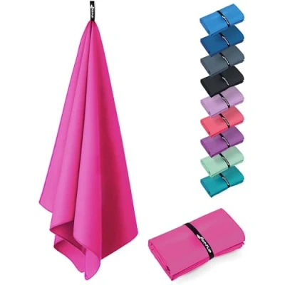Imagen de Fit Flip Toalla Microfibra Piscina compacta, Ultraligera y de Secado rápido Toallas microfibras para el Gimnasio, Viaje, Natacion Gym Playa Grande (1x 70x140cm Rosa Vino)