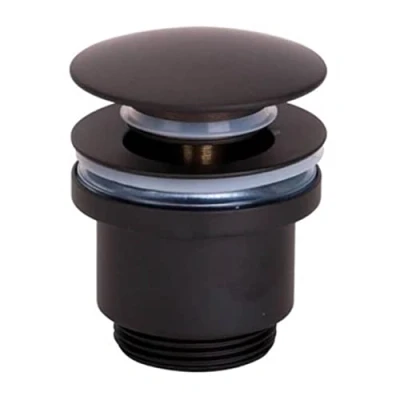 Imagen de IMEX Valvula de Click Clack Apta para lavabos y bides, Desagüe Lavabo Fácil instalación Tapones Lavabo, Universal con o sin Rebosadero, Pop Up Negro Mate VCC008